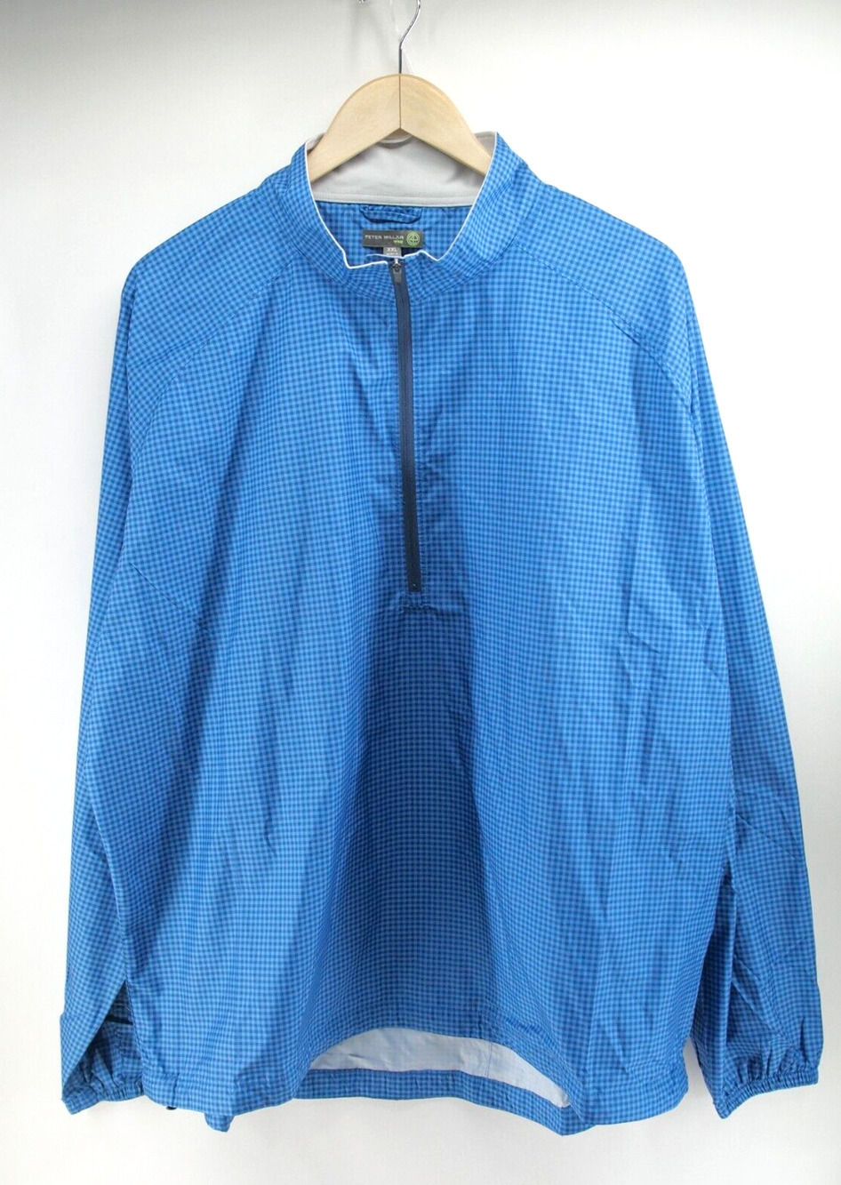Peter Millar 1/4 Zip Pullover Large Element Wind Windbreaker Jacket Blue‎ Check